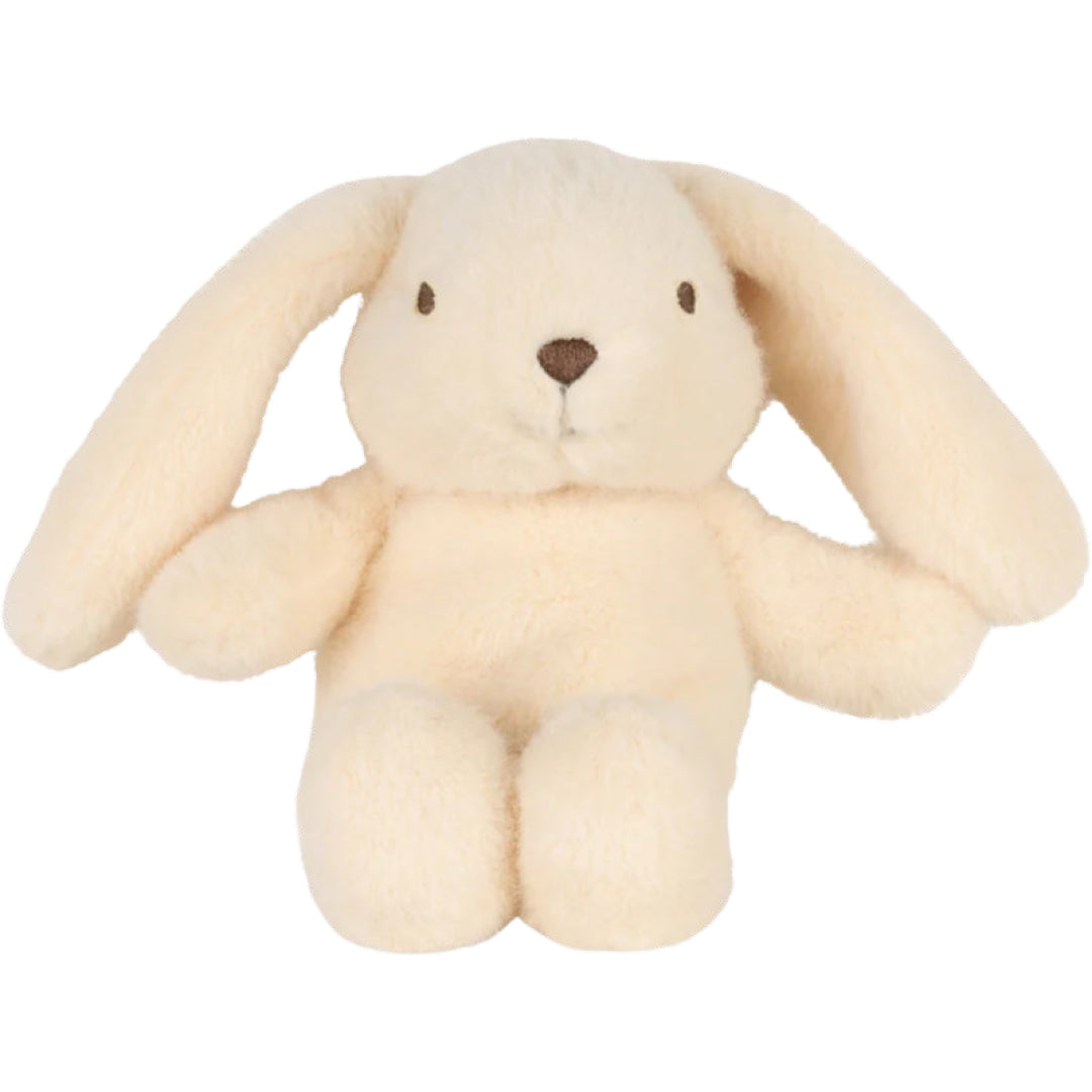 Bon ton toys geel pluchen knuffelkonijn met lange oren, recht van voren gefotografeerd.
