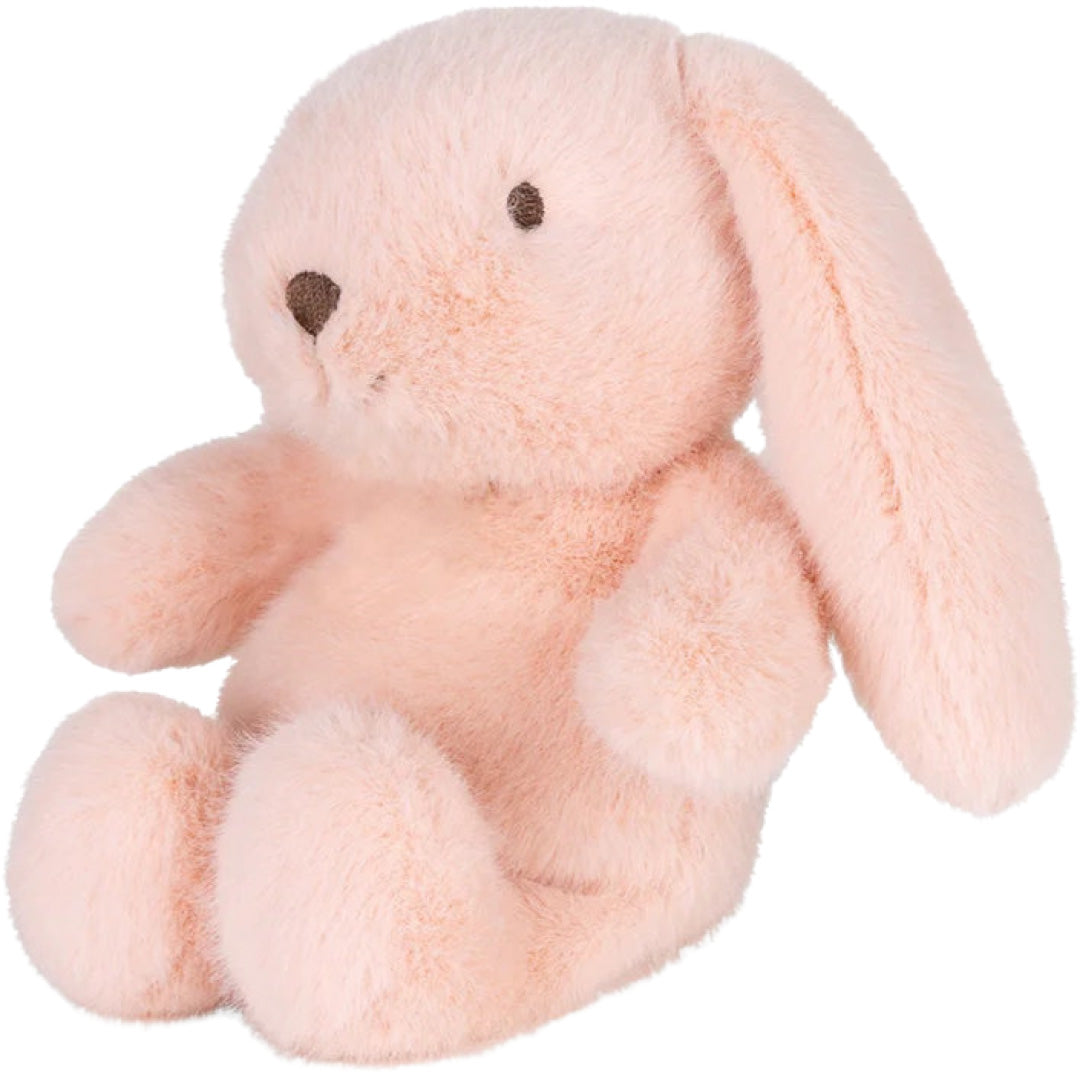 Bon Ton Toys roze pluchen knuffelkonijn, schuin van voren gefotografeerd.