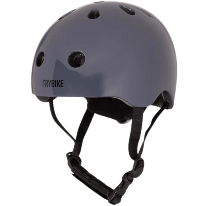 Coconuts Helmets kinderhelm in effen grafietgrijs, schuin gefotografeerd.
