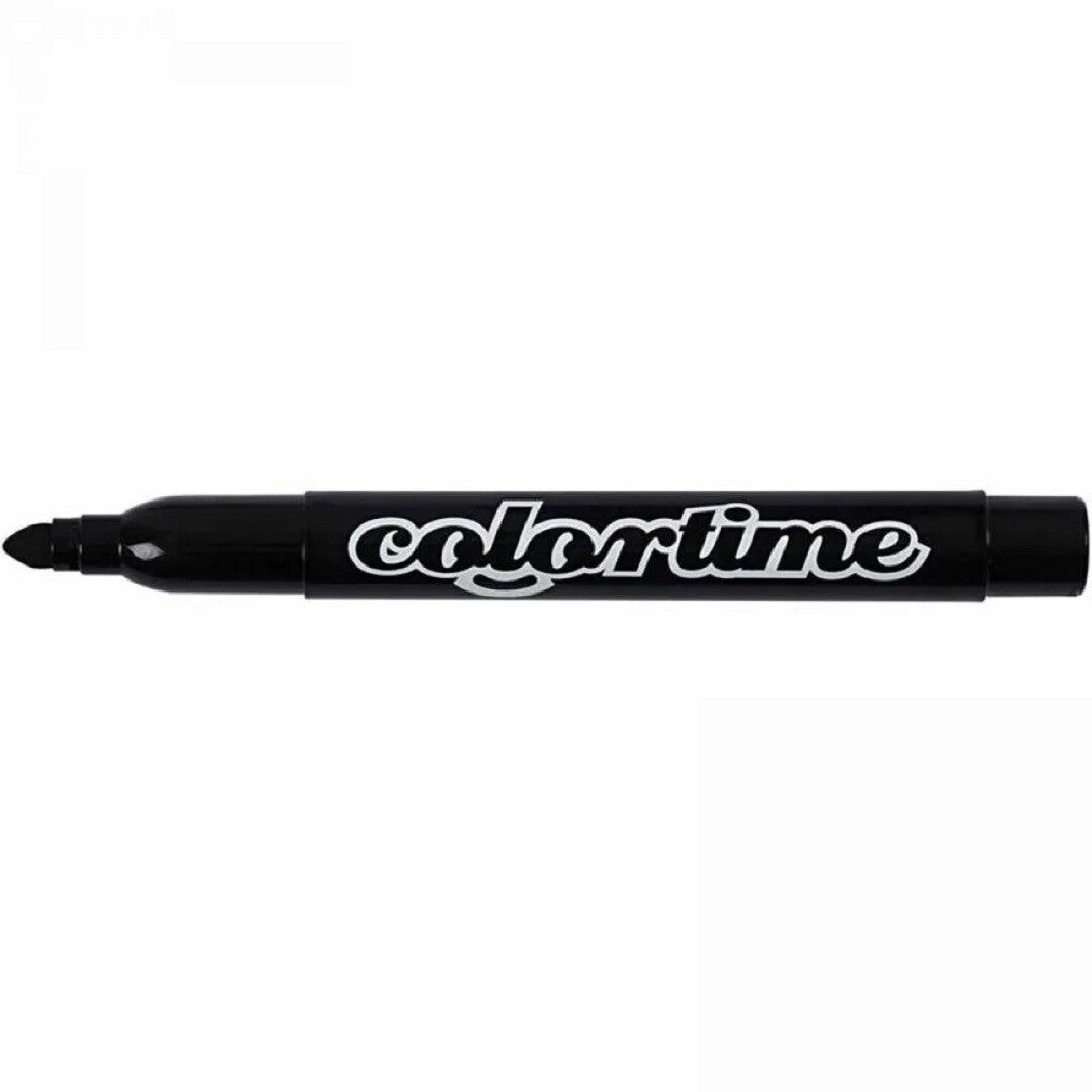 Detailfoto van een zwarte Colortime viltstift met de dop eraf.