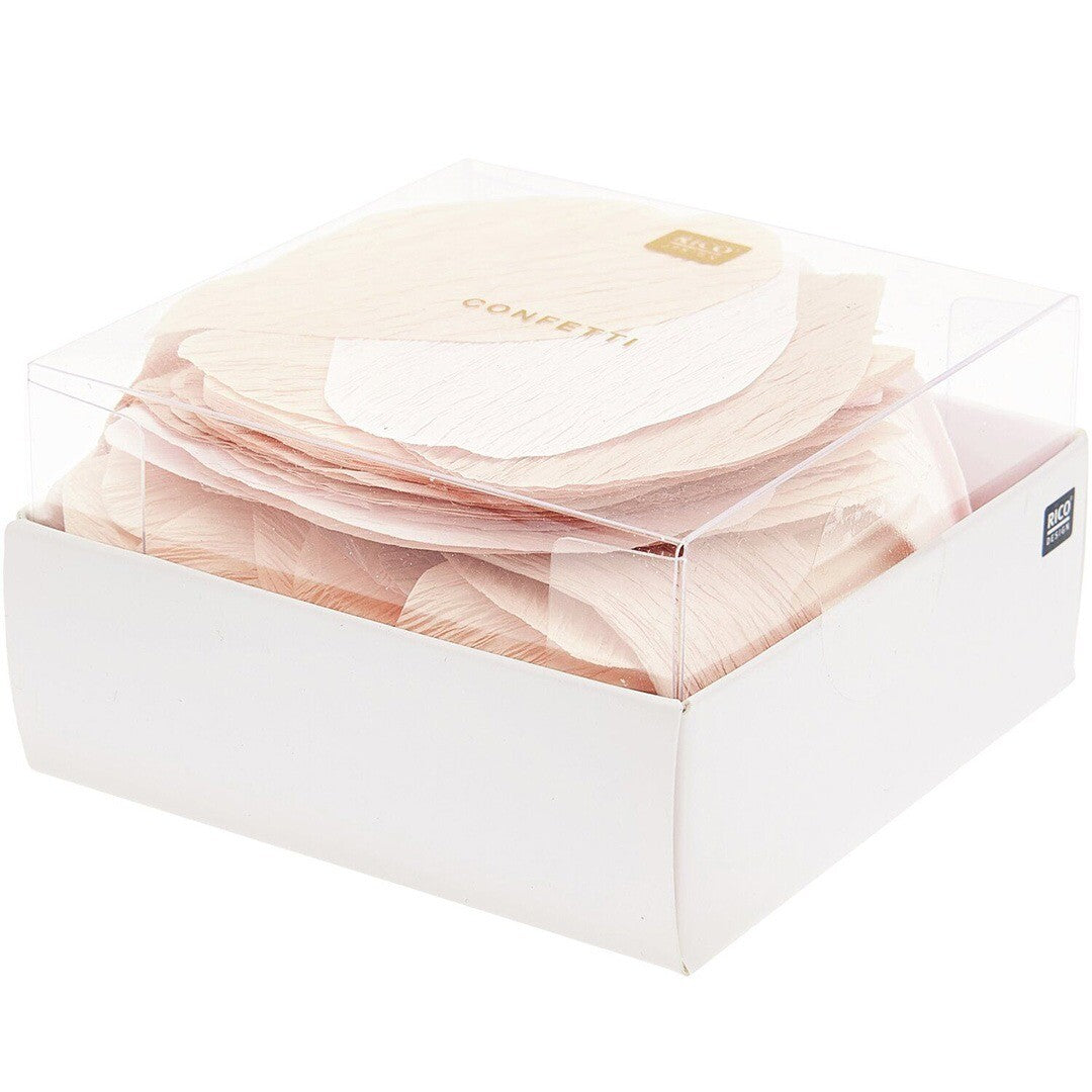 De Rico Design confetti rozenblaadjes in een transparante verpakking met witte onderkant.