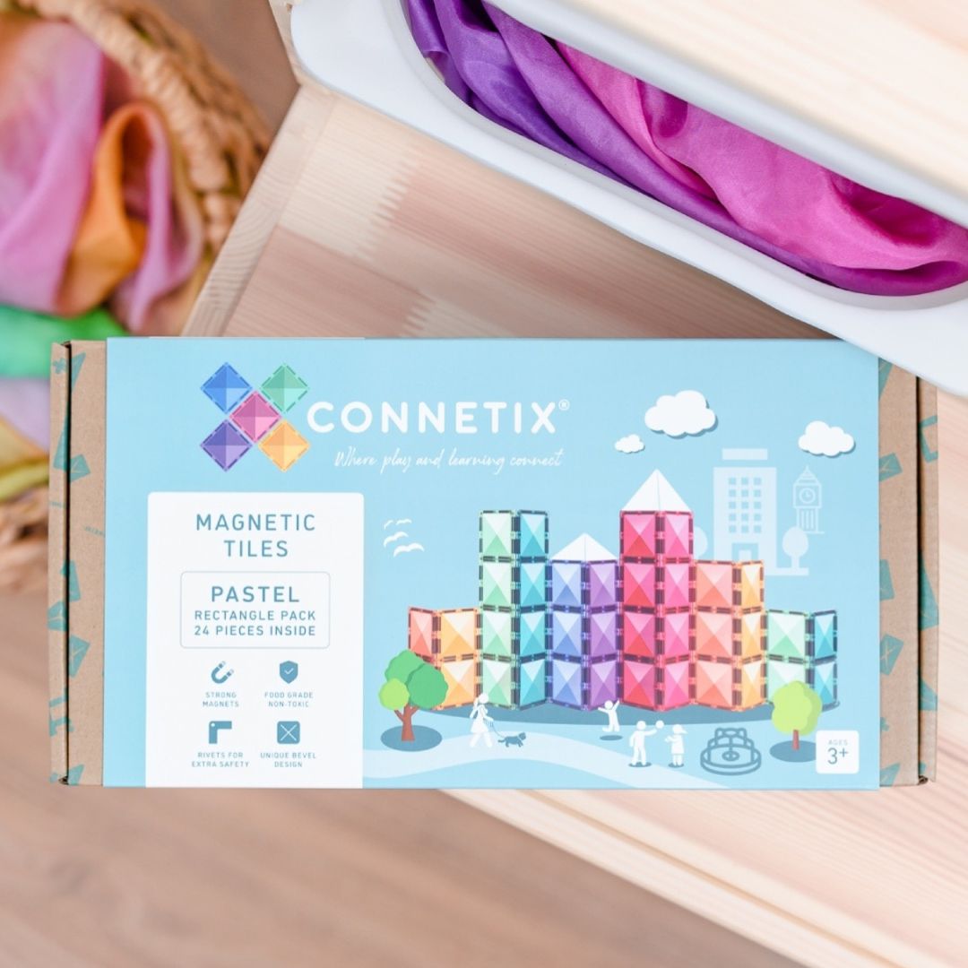 De Connetix magnetische tegels pastel rectangle pack verpakking.