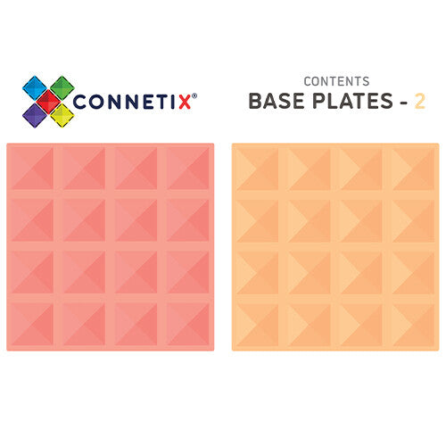Infographic van de Connetix pastel magnetische bouwplaten in lemon en peach.