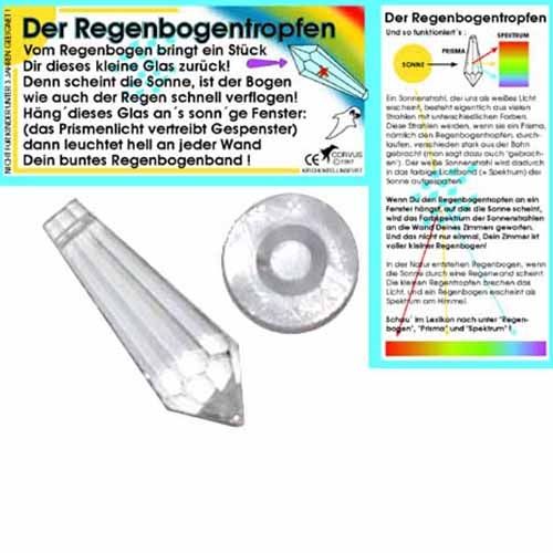 Infographic van de rattlesnake mini prisma zonvanger, met een afbeelding van het transparante prisma en uitleg over het creëren van regenbogen.