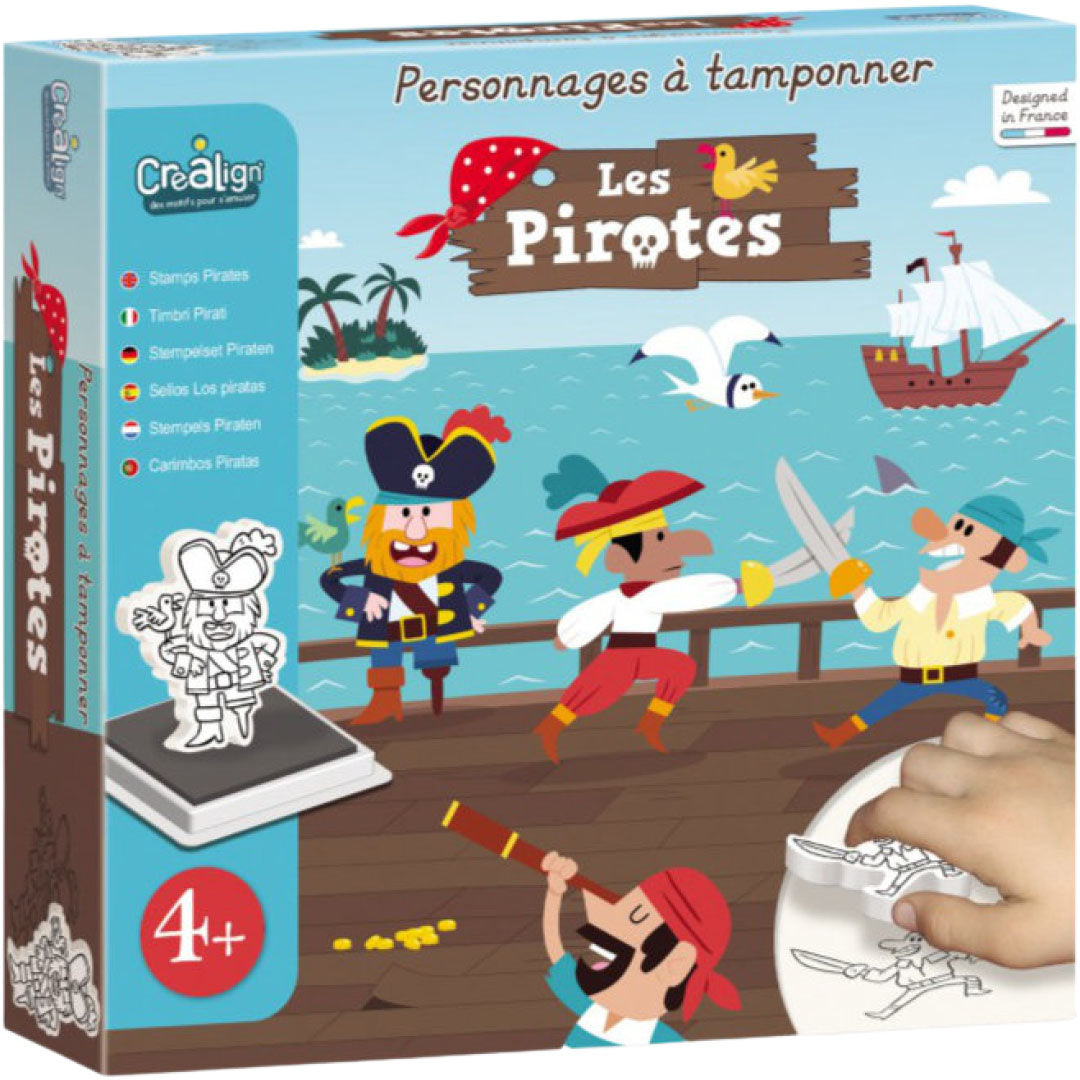Crealign stempelset piraten verpakking met illustraties van piraten en een stempel.
