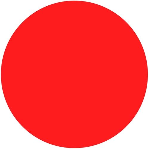Een effen rode cirkel die de kleur van de verf toont.