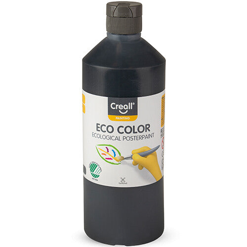 Creall Eco Color zwarte plakkaatverf in een knijpfles van 500ml.