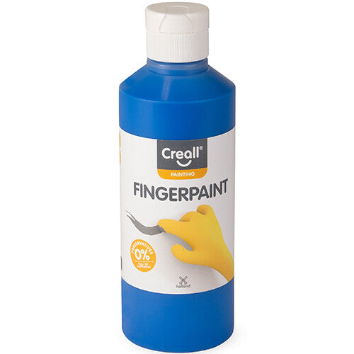 Creall natuurlijke vingerverf in een blauwe fles van 250 ml.