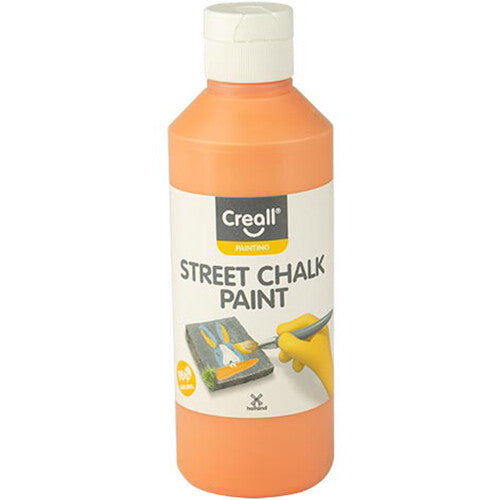 Creall stoepkrijtverf in een oranje fles van 250 ml.