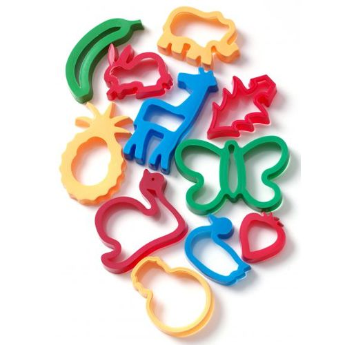 Creall veelkleurige plastic klei uitsteekvormen in diverse dier- en fruitvormen.