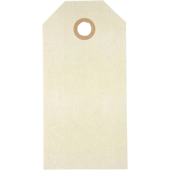 Creativ company groot crèmekleurig cadeaulabel van papier met verstevigd oog.