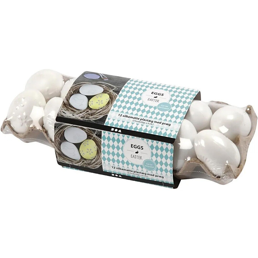 Verpakking van Creativ Company paaseieren met patroon, met twee eierdozen en een label.
