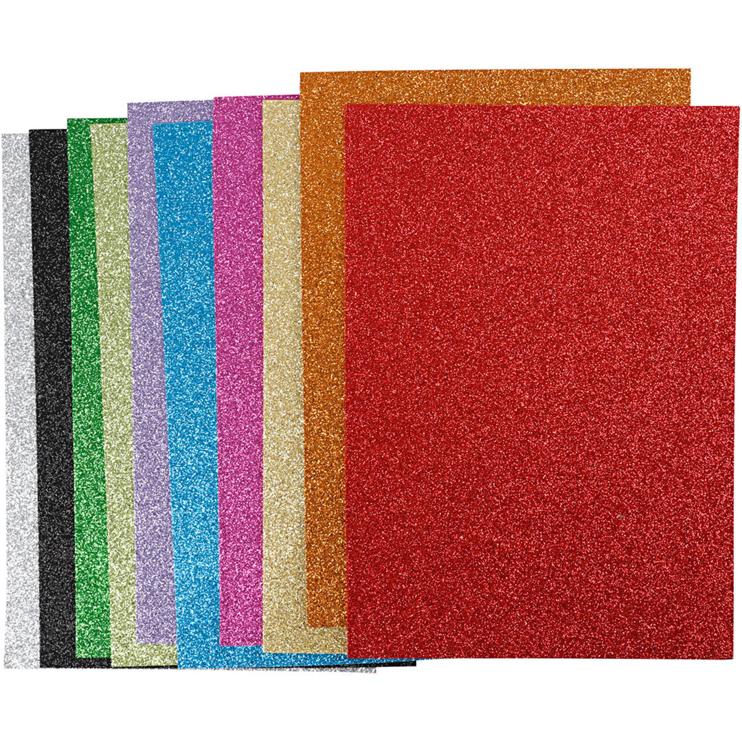 Creativ Company glitter foam A4 vellen in verschillende kleuren.