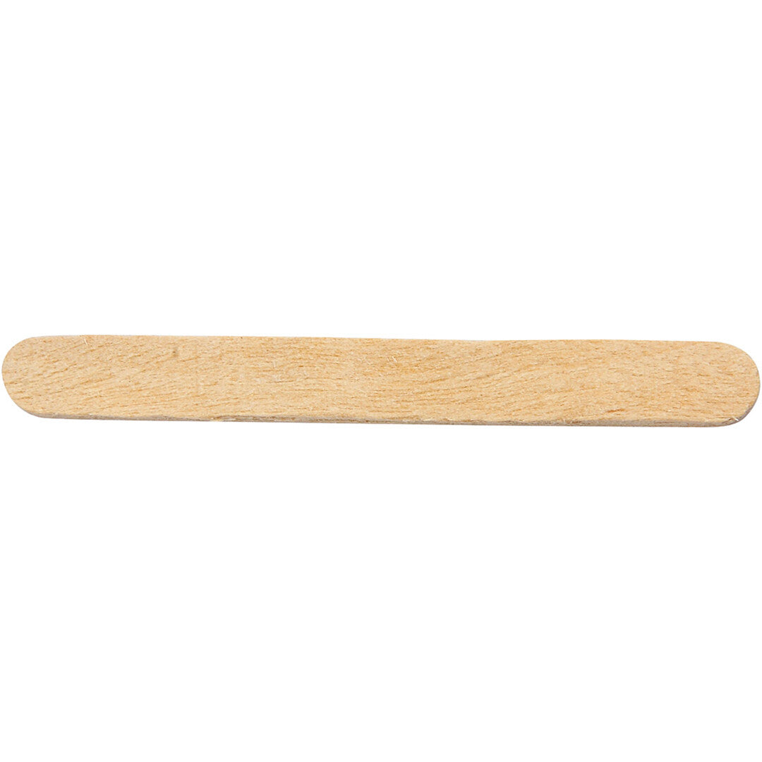 Een enkel houten ijsstokje, detailopname.