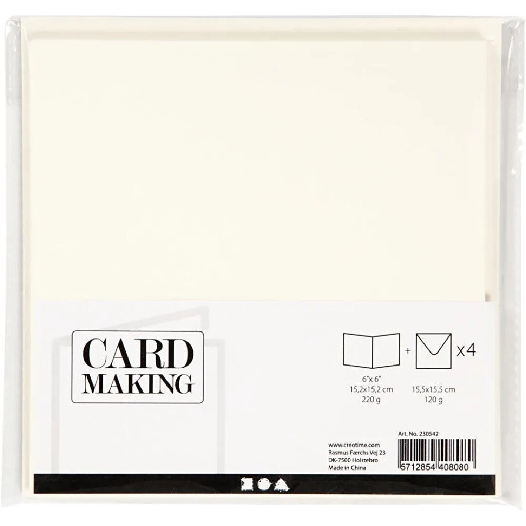 Achterkant van de verpakking van de creativ company kaarten met envelop.