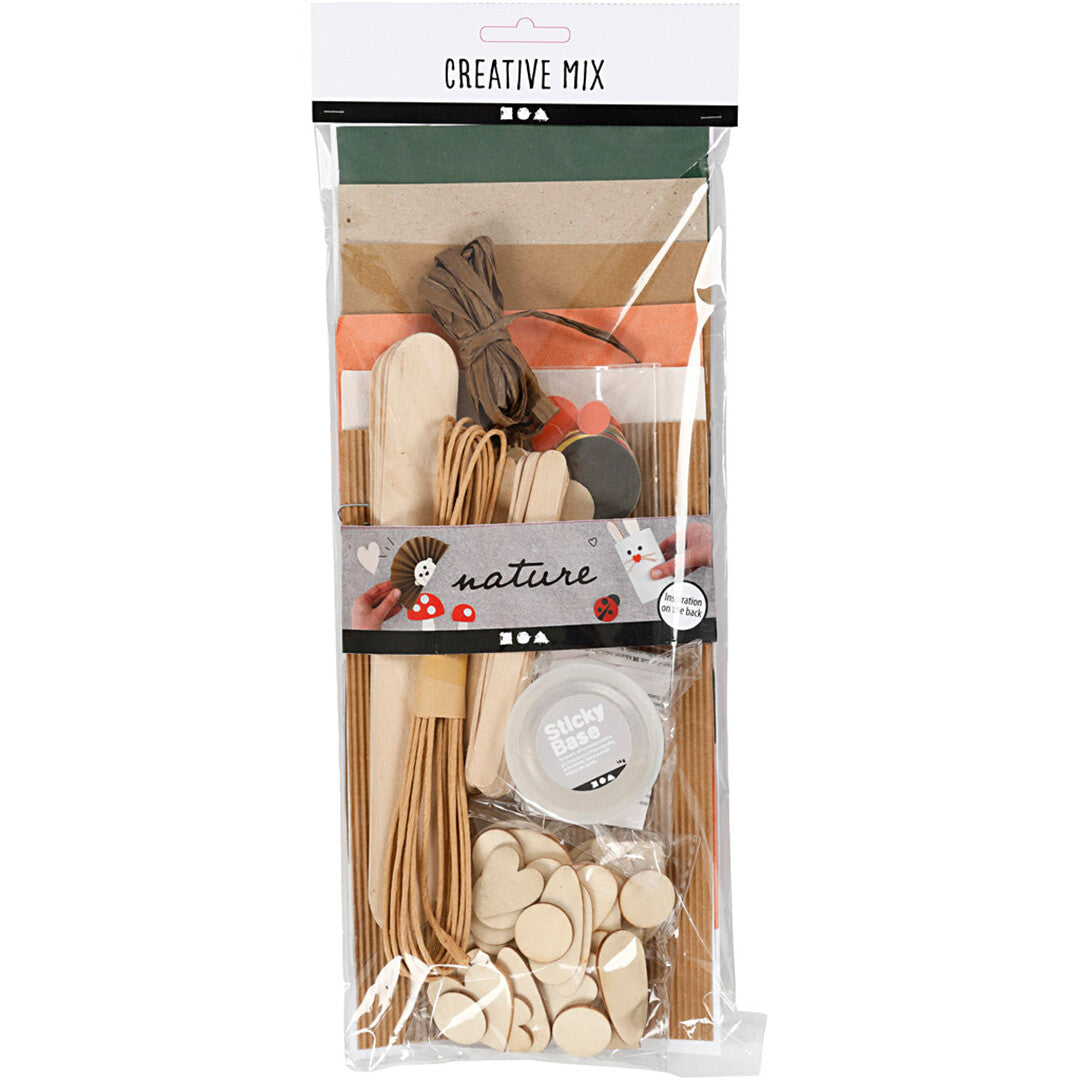 Creativ Company knutselmaterialen set 'Creative Mix Nature' in een doorzichtige plastic verpakking.