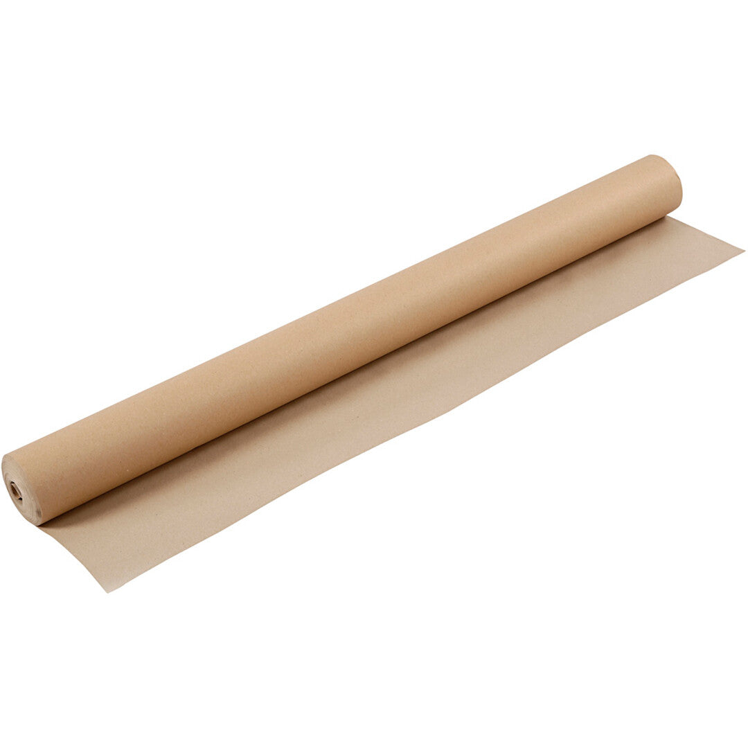 Rol bruin creativ company kraftpapier, deels afgerold.
