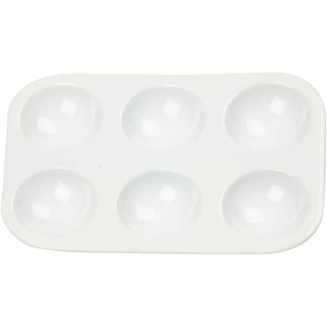 Creativ Company wit plastic schilderspalet met zes ronde mengkommen.