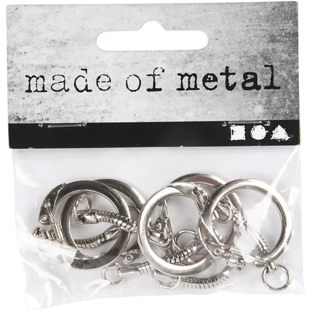 Verpakking van creativ company zilveren metalen sleutelhangers met ketting.