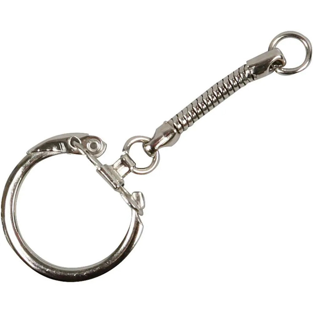 creativ company zilveren metalen sleutelhanger met spiraalveer en ring.