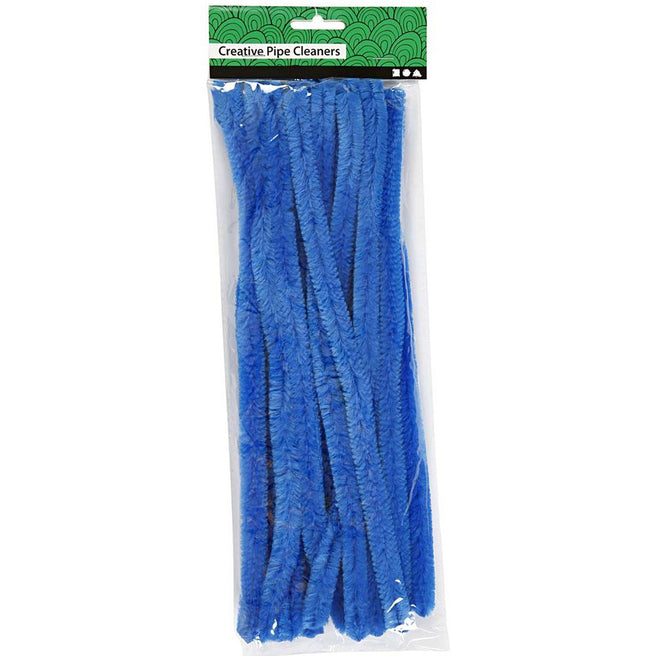 Verpakking met 15 donkerblauwe creativ company chenille pijpenragers voor handwerken.