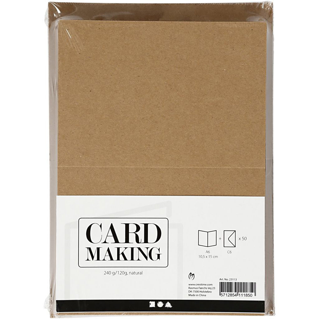 Achterkant van de verpakking van creativ company naturel kaarten voor card making.