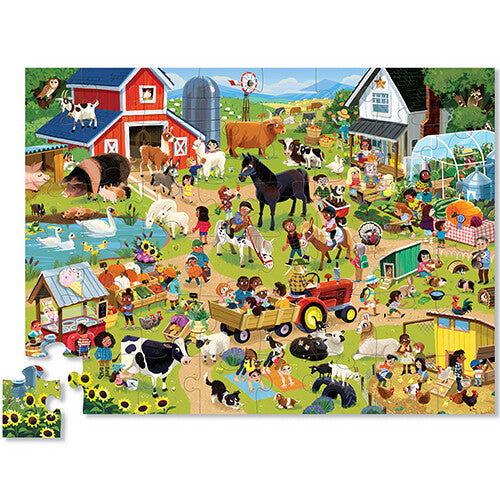 Crocodile Creek 48-delige vloerpuzzel met een compleet boerderijtafereel vol dieren en mensen.