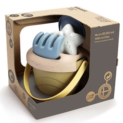 De Dantoy bio-toys zandset in de open kartonnen verpakking.