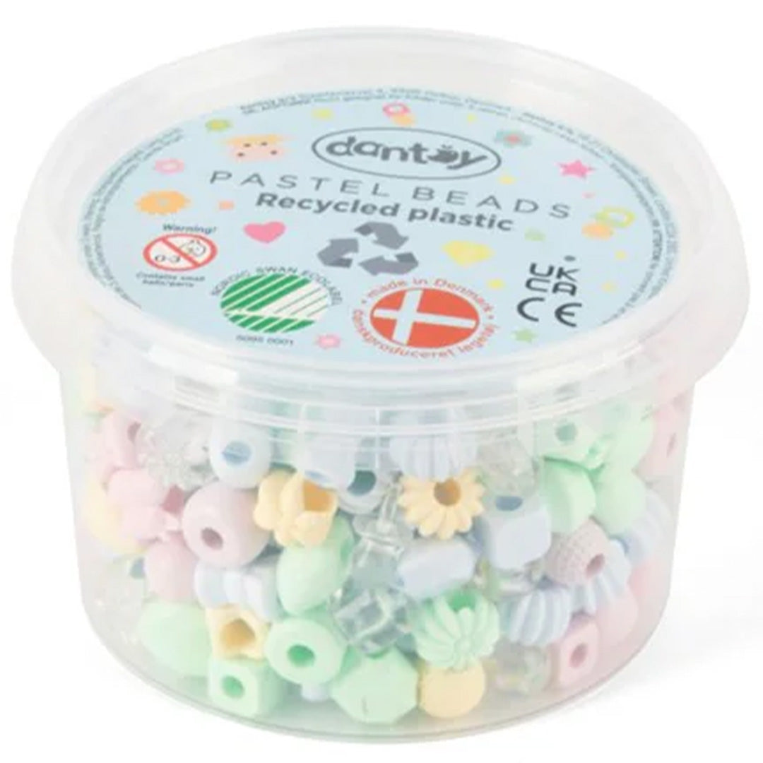Verpakking van de dantoy pastel kralenset met gerecycled plastic kralen.
