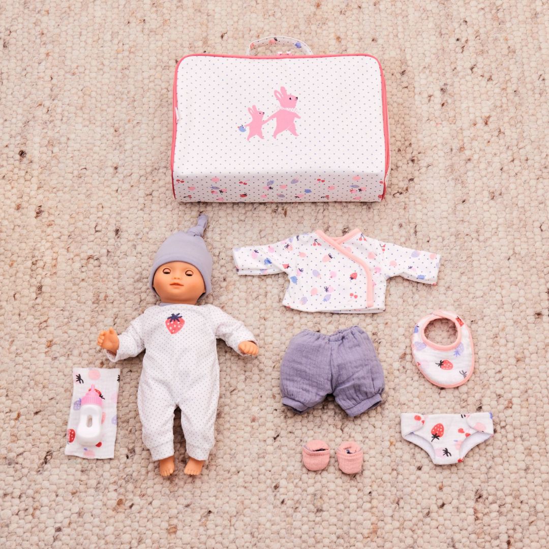 djeco babypop pomea kofferset - vanille - 32 cm | DJ07866 | 1