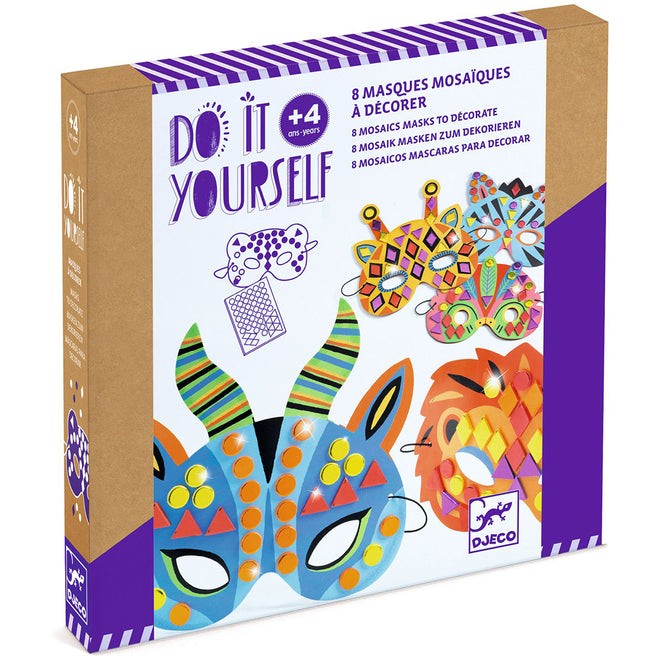 Djeco knutselset verpakking voor het versieren van jungle-maskers.