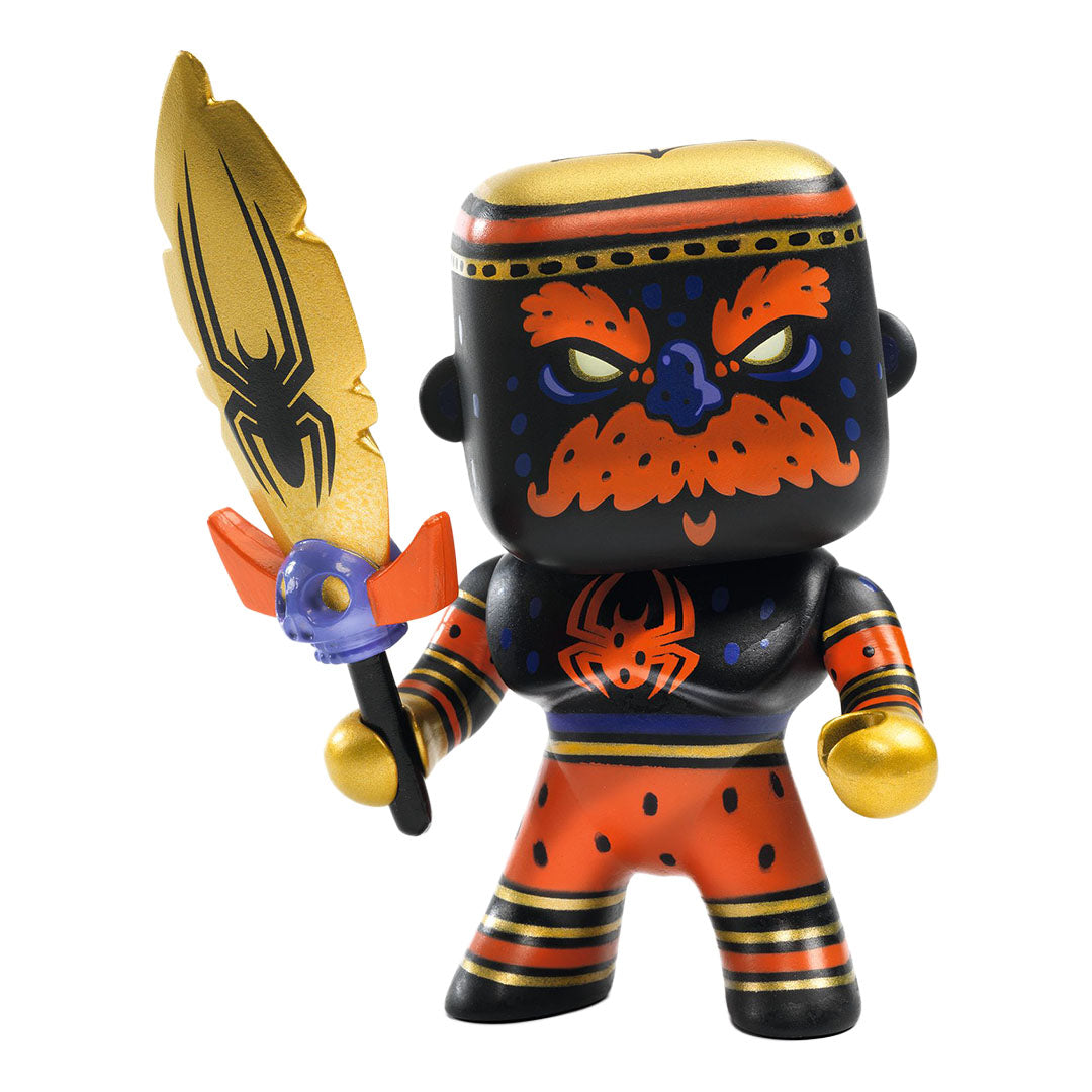 Djeco Arty Toys Hipster Spider actiefiguur met een gouden zwaard.