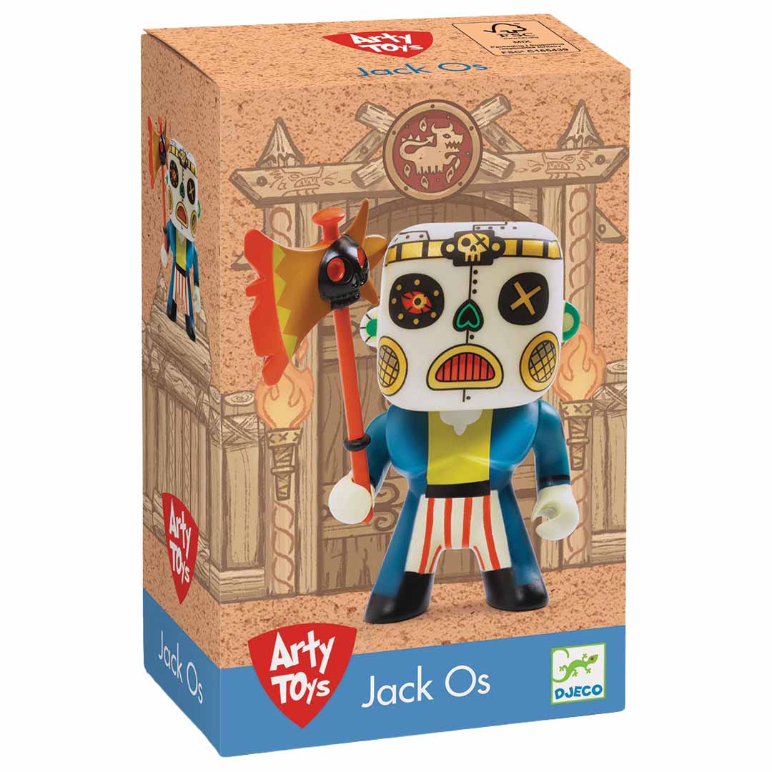 Djeco Arty Toys Jack Os actiefiguur in de verpakking, met de figuur en productnaam zichtbaar.