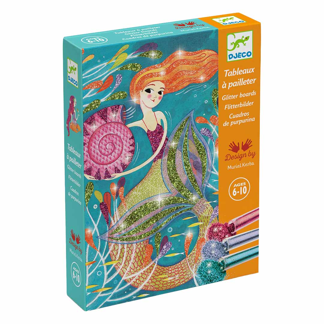 Djeco hobbyset verpakking voor glitterschilderijen met een zeemeermin.