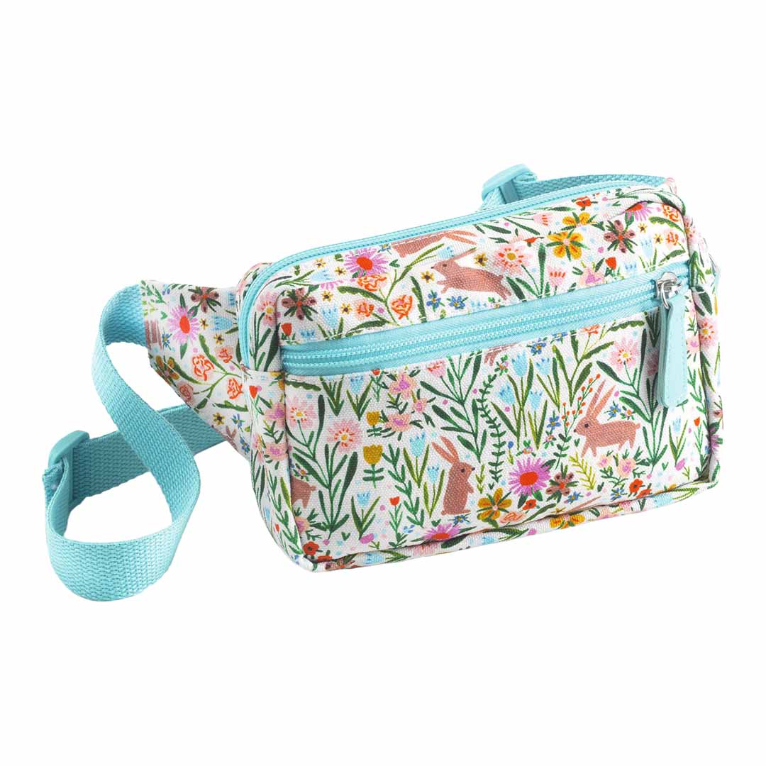 Djeco heuptas voor kinderen met een patroon van konijnen en bloemen.
