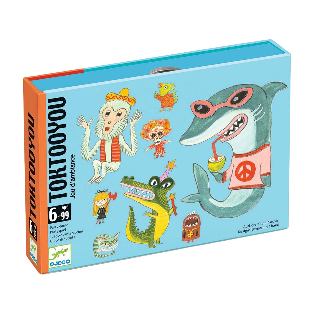 Djeco Toktooyou imitatiespel verpakking met diverse feestende dierenfiguren.