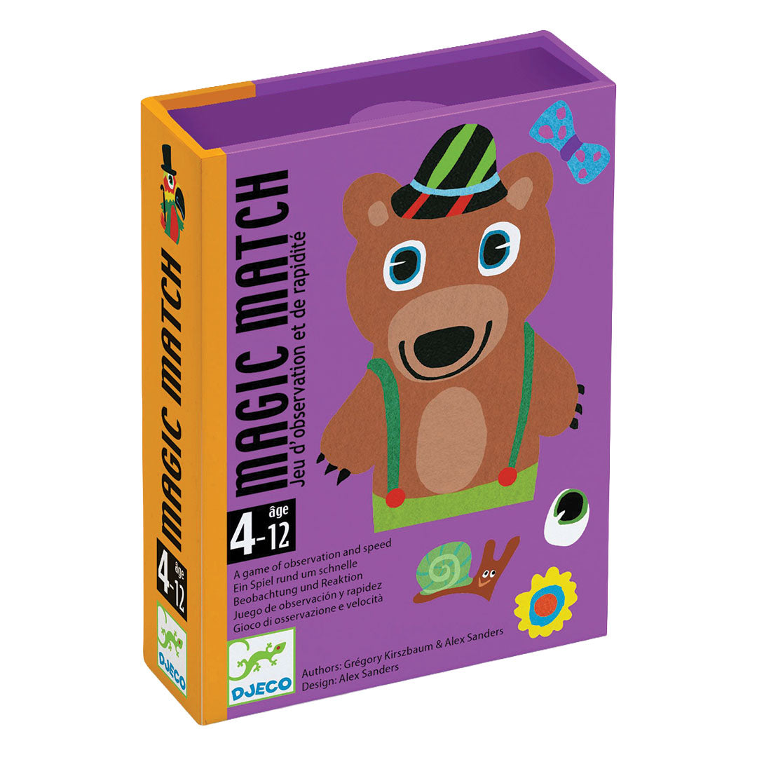 Djeco Magic Match kaartspel verpakking met een illustratie van een beer.