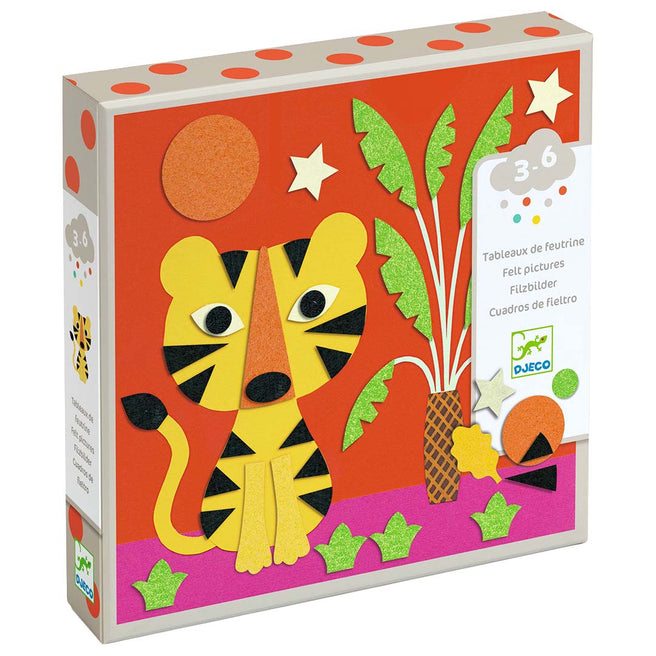 Djeco knutselset viltschilderijtjes verpakking met een tijger in de jungle.