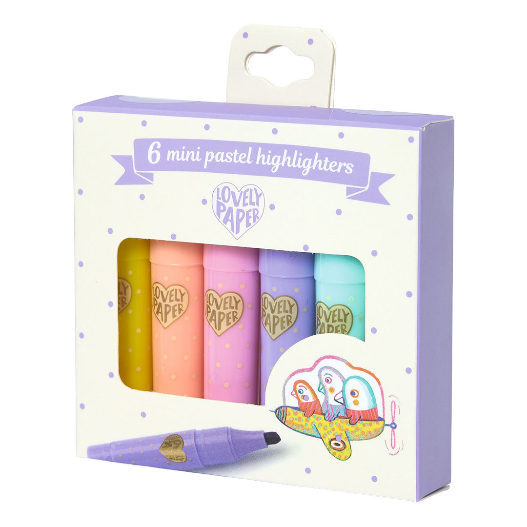Djeco verpakking met 6 mini pastel markeerstiften.