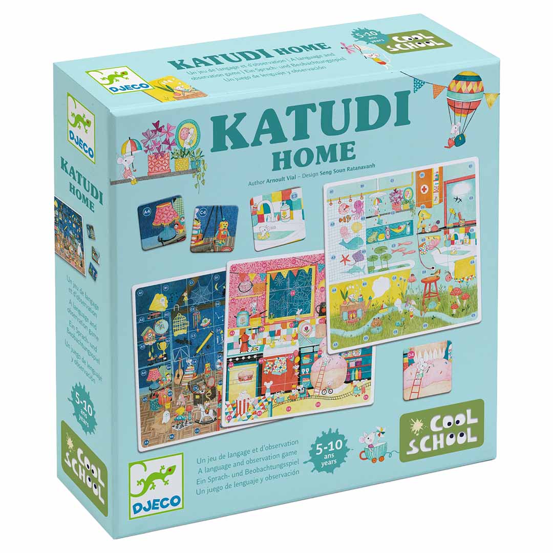 Djeco Katudi Home observatiespel verpakking met illustraties van diverse scènes.