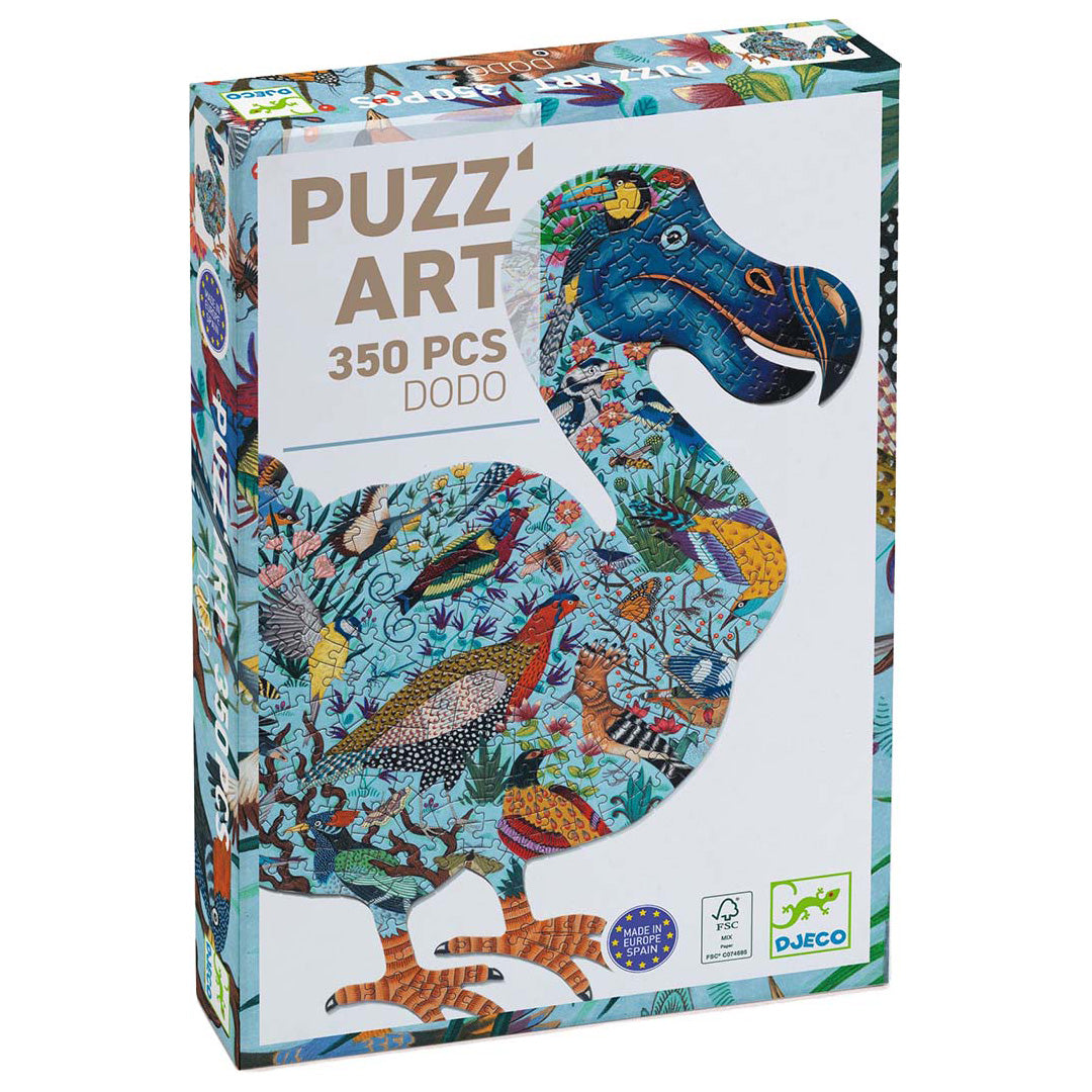 De verpakking van de Djeco Puzz'Art dodo legpuzzel met 350 stukjes.