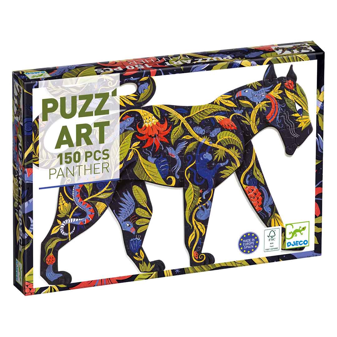 De Djeco Puzz'Art verpakking van de 150-delige panter contourpuzzel.