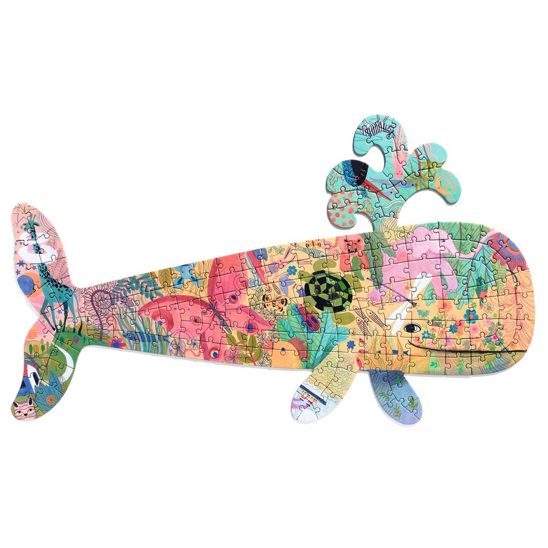 Djeco Puzz'Art walvis legpuzzel met kleurrijke illustraties van dieren en planten.