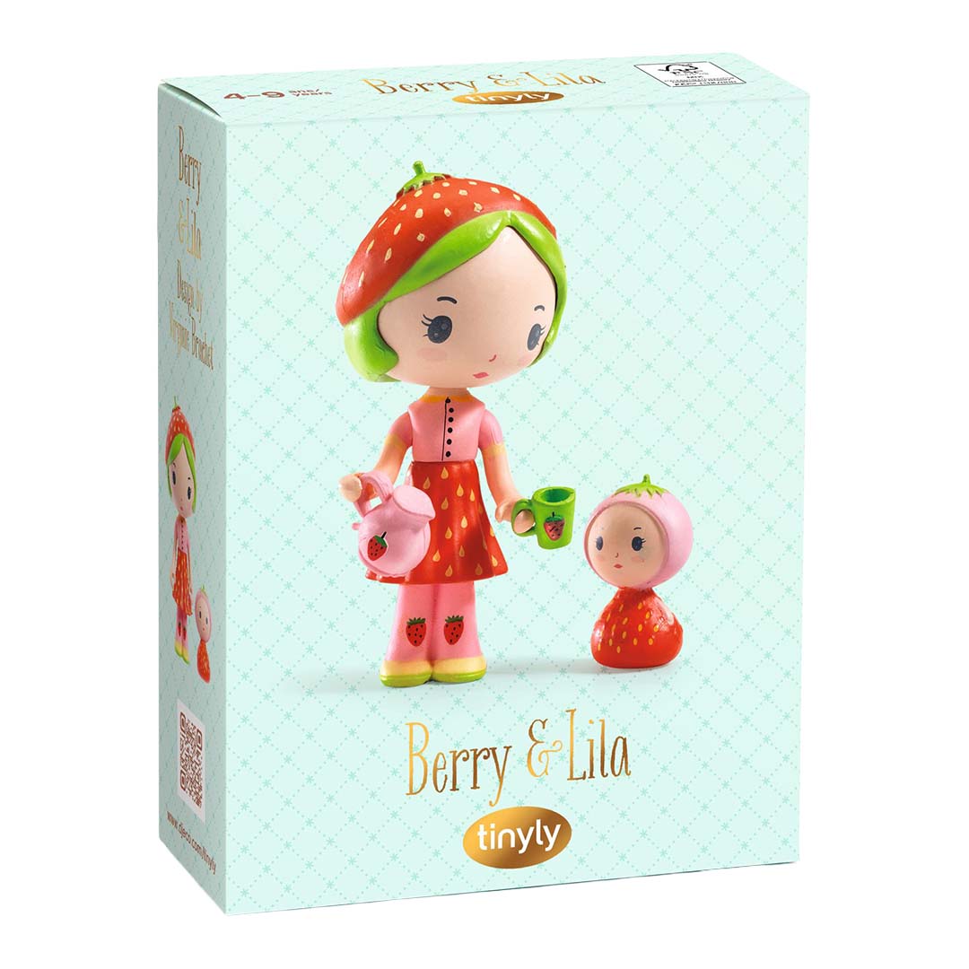 De verpakking van de Djeco Tinyly speelfiguren Berry en Lila.