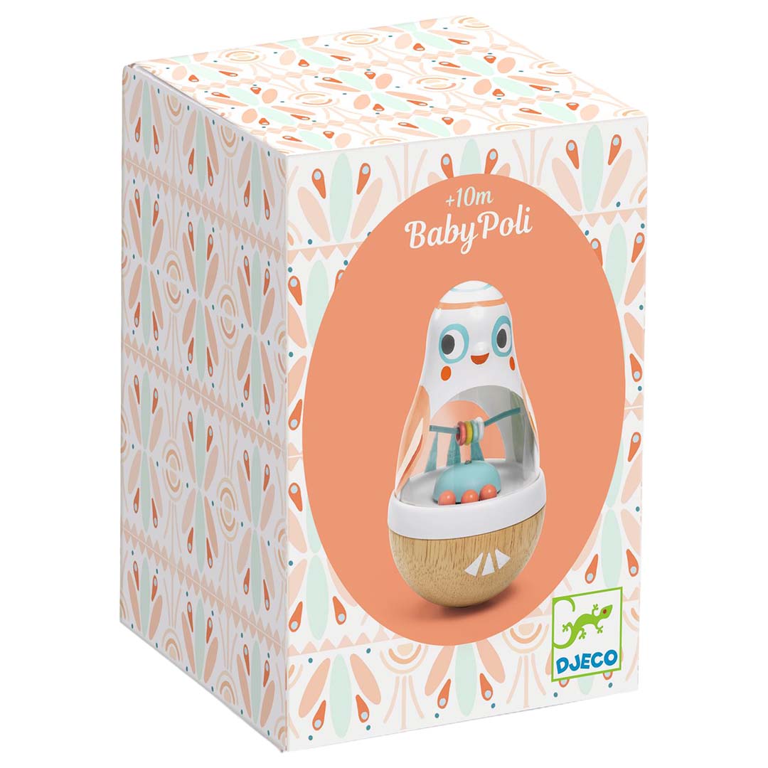 De verpakking van de Djeco Baby Poli tuimelaar.