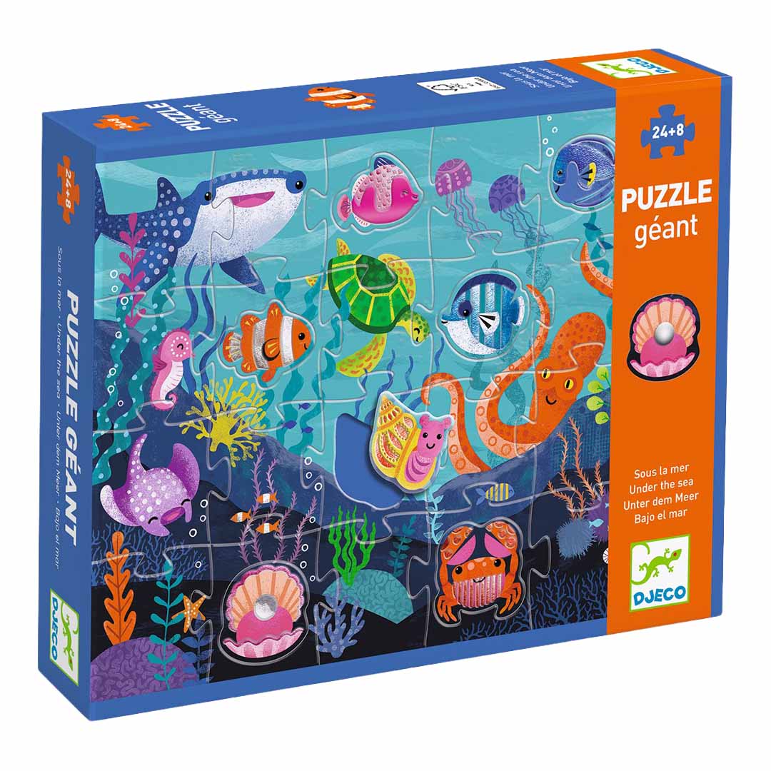 Djeco XL legpuzzel oceaan dieren verpakking met een illustratie van de onderwaterwereld.