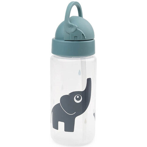 Done by deer drinkfles met rietje met gesloten blauwgrijze dop en een olifant op de fles.