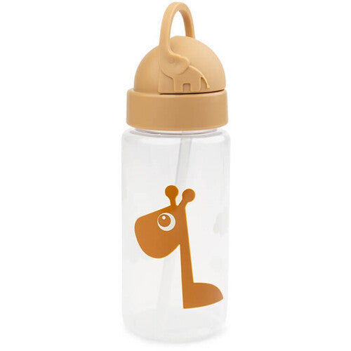 done by deer drinkfles met rietje en een handvat, met een giraf op de voorkant.