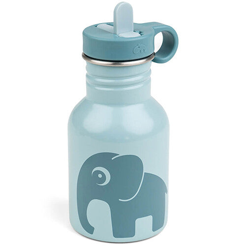 Done by Deer RVS drinkfles voor baby's en peuters met blauwe olifant en rietje.