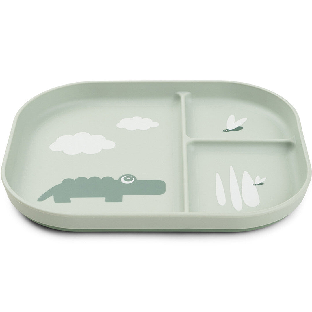 Done by deer groen vakjesbord voor baby's met een krokodil en wolken.